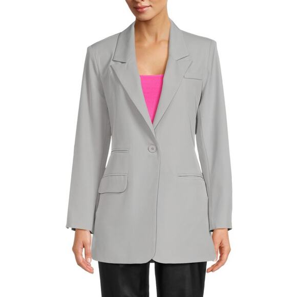 Area Stars NWT Claire Crepe Gray Lined Button Long Sleeve Suit Blazer Jacket - Picture 1 of 10